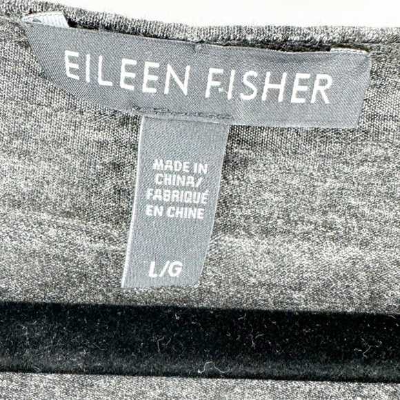 ✅ EILEEN FISHER Charcoal Ballet Neckline Long Sleeve Side Slits Tunic SIZE LARGE - Picture 4 of 4